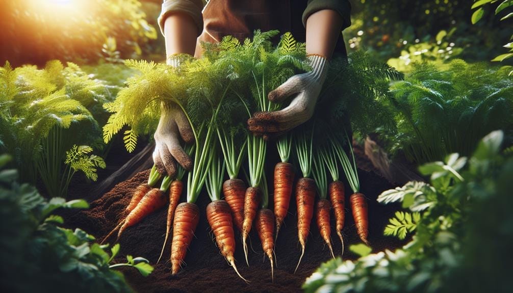 harvesting ripe healthy carrots